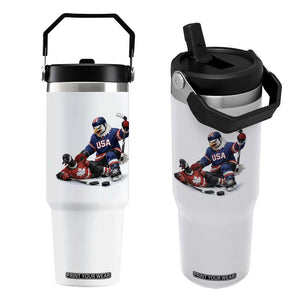 USA Eagle Vs Canada Loon Rivalry Graphic Flip Straw Tumbler Funny Sports Fan Ice Hockey Game Day Supporter TS02 One Size: 30 oz White Print Your Wear