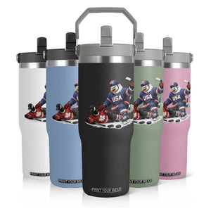 USA Eagle Vs Canada Loon Rivalry Graphic Flip Straw Tumbler Funny Sports Fan Ice Hockey Game Day Supporter TS02 Print Your Wear