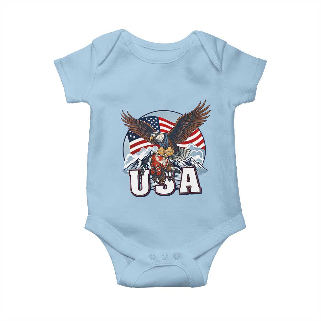 USA 1980 2026 American Eagle vs Canada Loon Baby Onesie Vintage Champs Retro Game Day Hockey Sports Fan TS02 Light Blue Print Your Wear