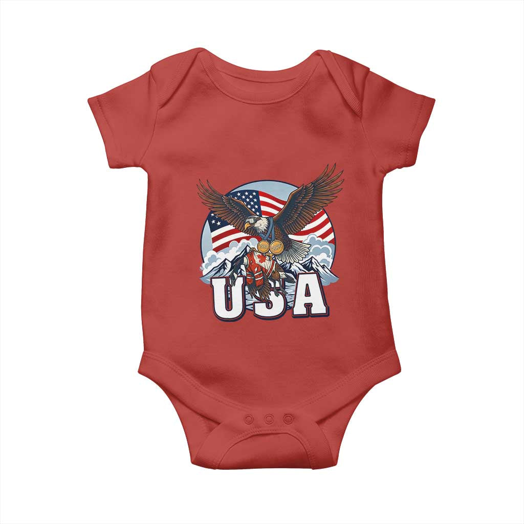 USA 1980 2026 American Eagle vs Canada Loon Baby Onesie Vintage Champs Retro Game Day Hockey Sports Fan TS02 Red Print Your Wear