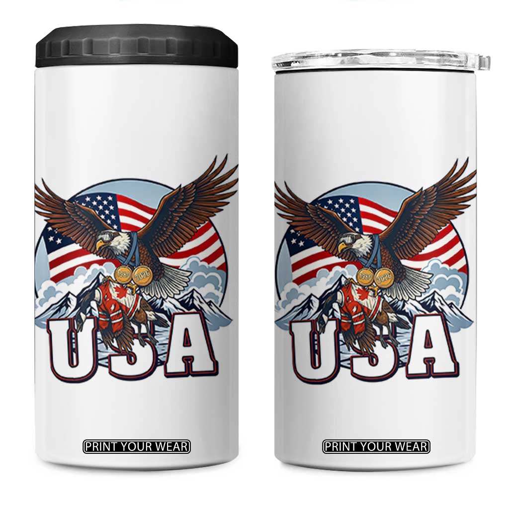 USA 1980 2026 American Eagle vs Canada Loon 4 in 1 Can Cooler Tumbler Vintage Champs Retro Game Day Hockey Sports Fan TS02 One Size: 16 oz White Print Your Wear