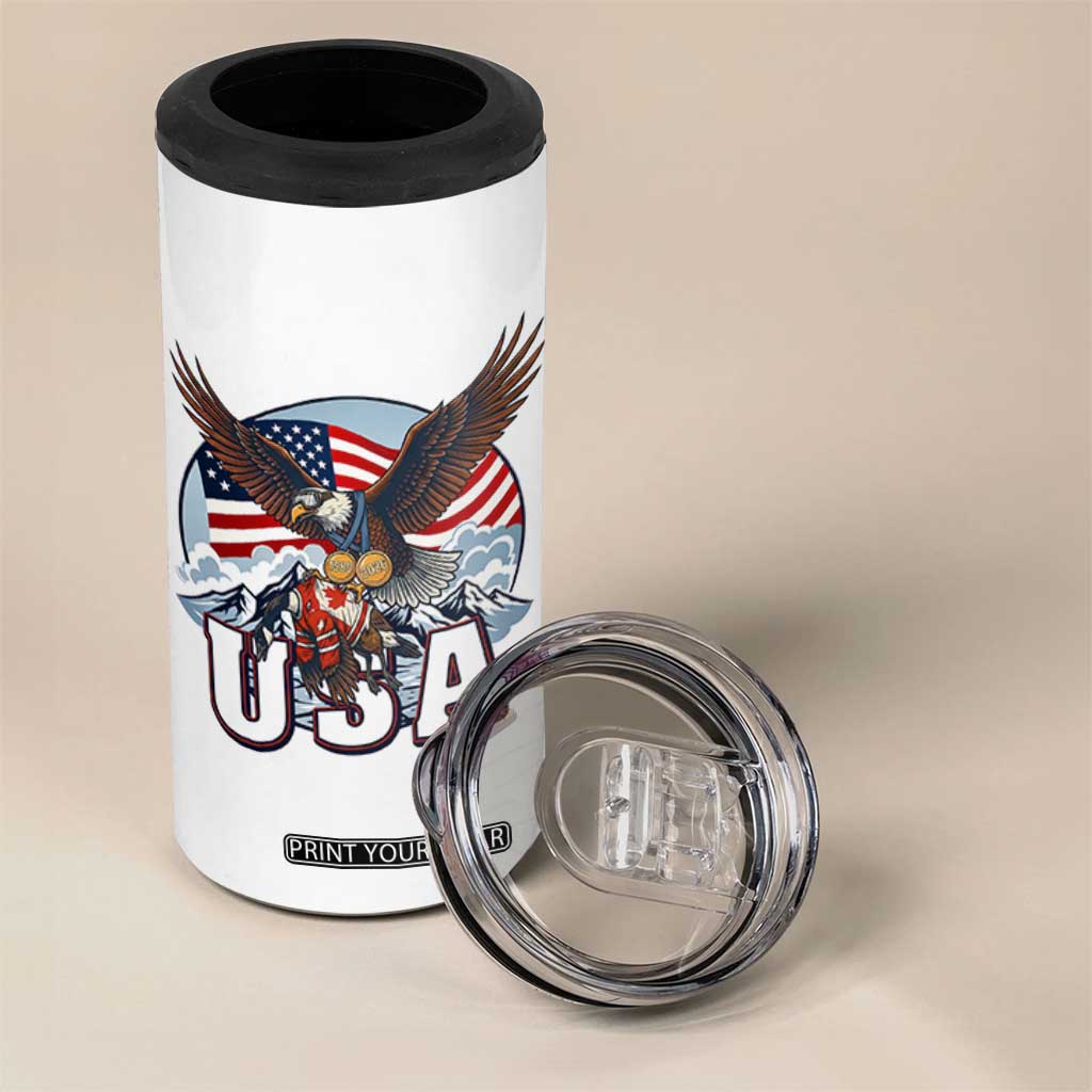 USA 1980 2026 American Eagle vs Canada Loon 4 in 1 Can Cooler Tumbler Vintage Champs Retro Game Day Hockey Sports Fan TS02 Print Your Wear