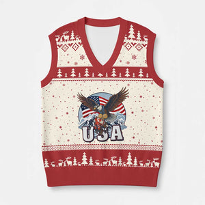 USA 1980 2026 American Eagle vs Canada Loon V-Neck Knit Sweater Vest Vintage Champs Retro Game Day Hockey Sports Fan TS02 Beige Red Print Your Wear