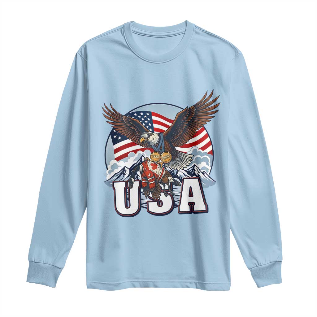 USA 1980 2026 American Eagle vs Canada Loon Long Sleeve Shirt Vintage Champs Retro Game Day Hockey Sports Fan TS02 Light Blue Print Your Wear