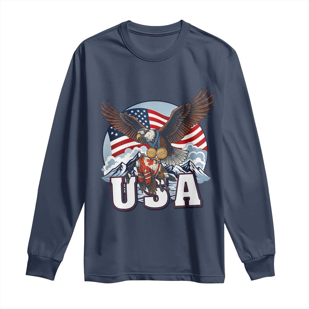 USA 1980 2026 American Eagle vs Canada Loon Long Sleeve Shirt Vintage Champs Retro Game Day Hockey Sports Fan TS02 Navy Print Your Wear