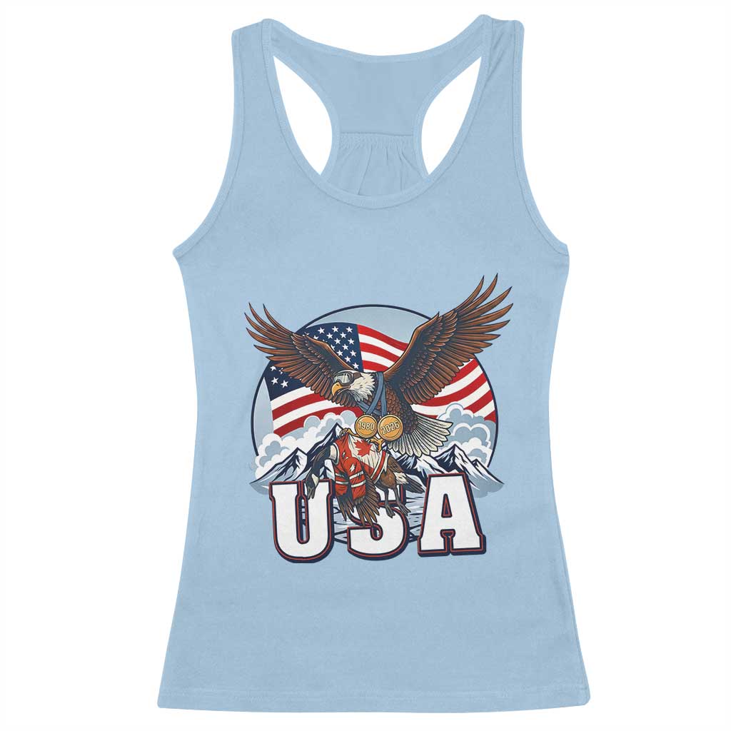 USA 1980 2026 American Eagle vs Canada Loon Racerback Tank Top Vintage Champs Retro Game Day Hockey Sports Fan TS02 Light Blue Print Your Wear