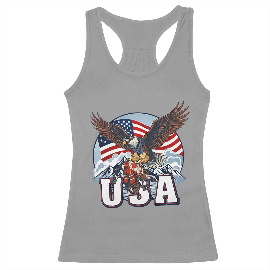 USA 1980 2026 American Eagle vs Canada Loon Racerback Tank Top Vintage Champs Retro Game Day Hockey Sports Fan TS02 Sport Gray Print Your Wear