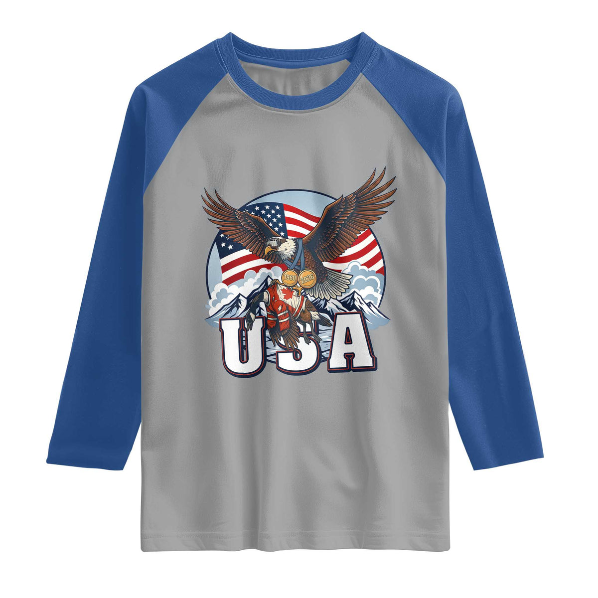 USA 1980 2026 American Eagle vs Canada Loon Raglan Shirt Vintage Champs Retro Game Day Hockey Sports Fan TS02 Sport Gray Royal Print Your Wear