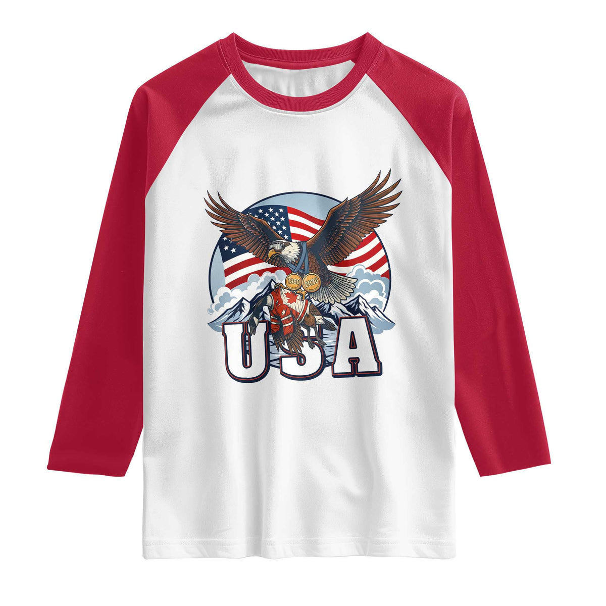 USA 1980 2026 American Eagle vs Canada Loon Raglan Shirt Vintage Champs Retro Game Day Hockey Sports Fan TS02 White Red Print Your Wear
