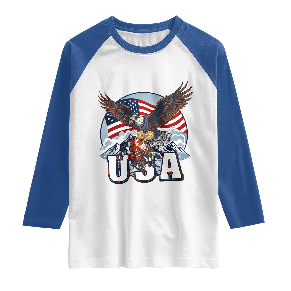 USA 1980 2026 American Eagle vs Canada Loon Raglan Shirt Vintage Champs Retro Game Day Hockey Sports Fan TS02 White Royal Print Your Wear
