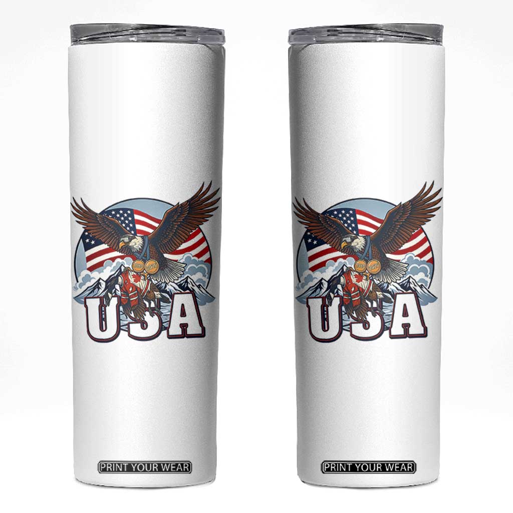 USA 1980 2026 American Eagle vs Canada Loon Skinny Tumbler Vintage Champs Retro Game Day Hockey Sports Fan TS02 White Print Your Wear