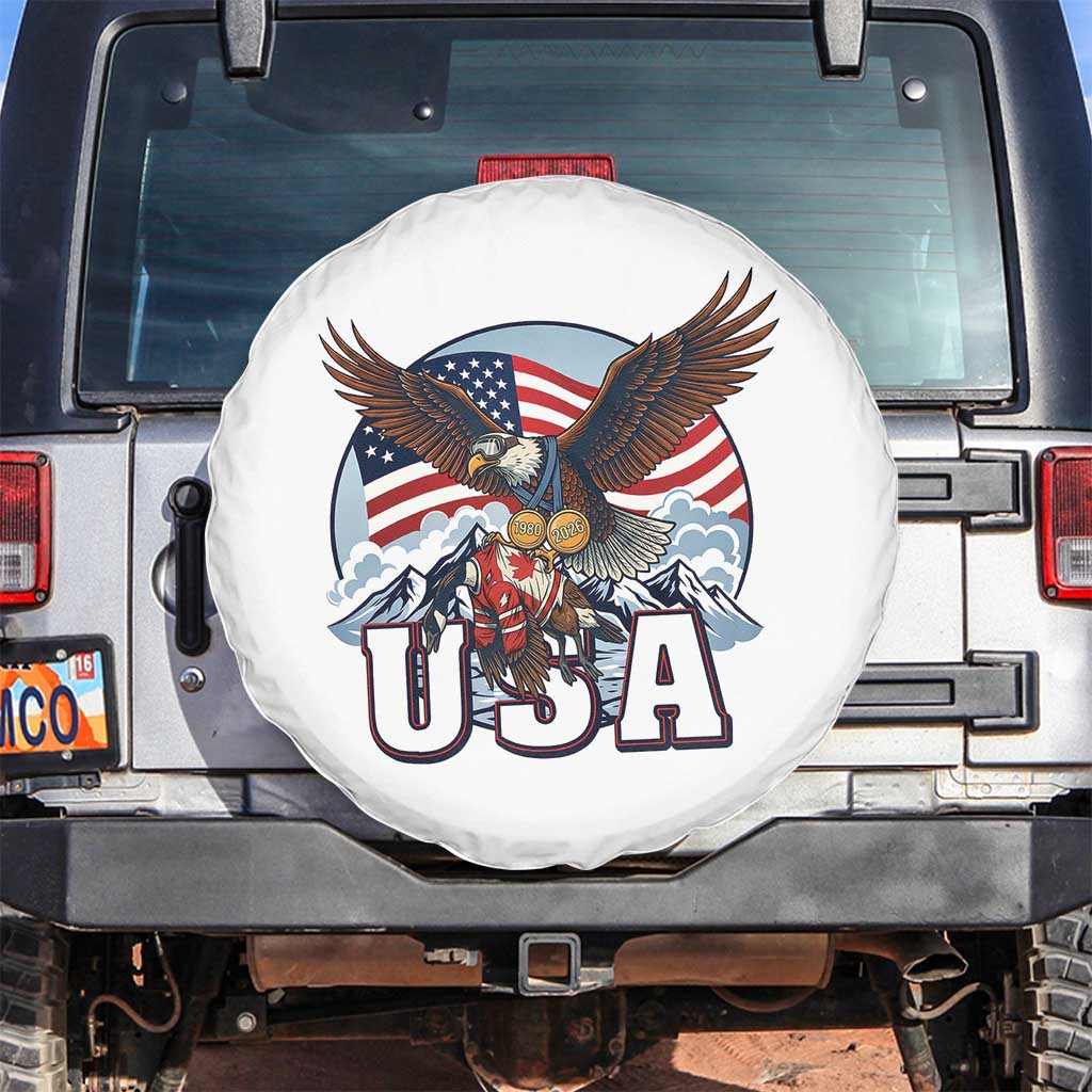 USA 1980 2026 American Eagle vs Canada Loon Spare Tire Cover Vintage Champs Retro Game Day Hockey Sports Fan TS02 No hole White Print Your Wear