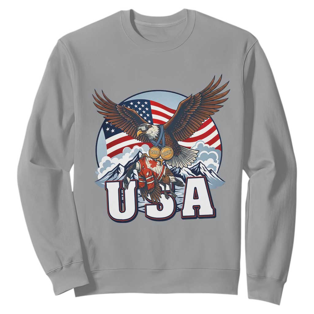 USA 1980 2026 American Eagle vs Canada Loon Sweatshirt Vintage Champs Retro Game Day Hockey Sports Fan TS02 Sport Gray Print Your Wear