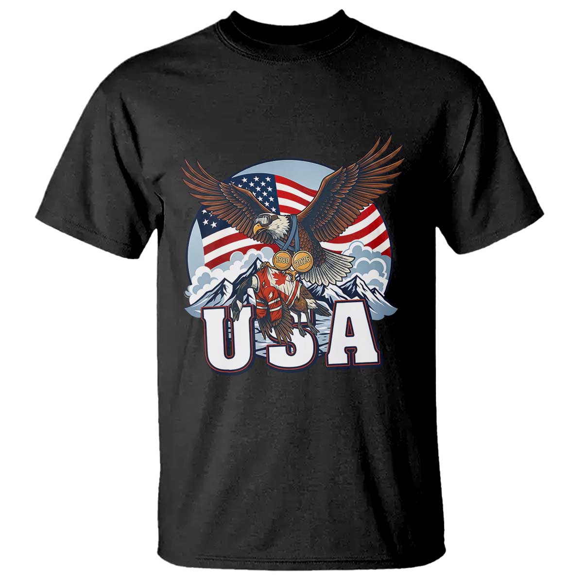 USA 1980 2026 American Eagle vs Canada Loon T Shirt Vintage Champs Retro Game Day Hockey Sports Fan TS02 Black Print Your Wear