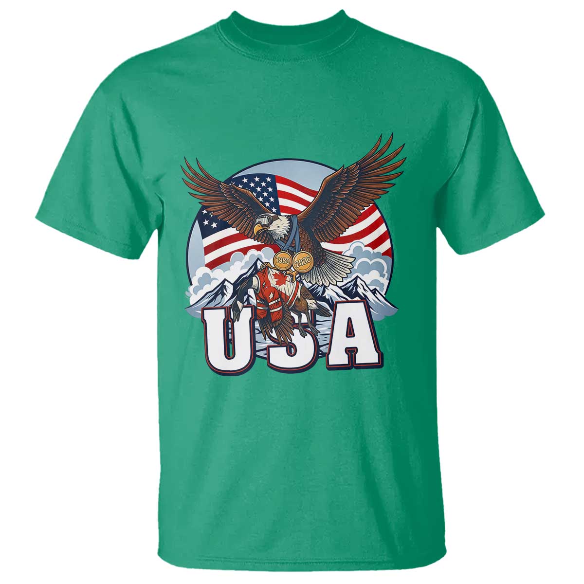 USA 1980 2026 American Eagle vs Canada Loon T Shirt Vintage Champs Retro Game Day Hockey Sports Fan TS02 Irish Green Print Your Wear
