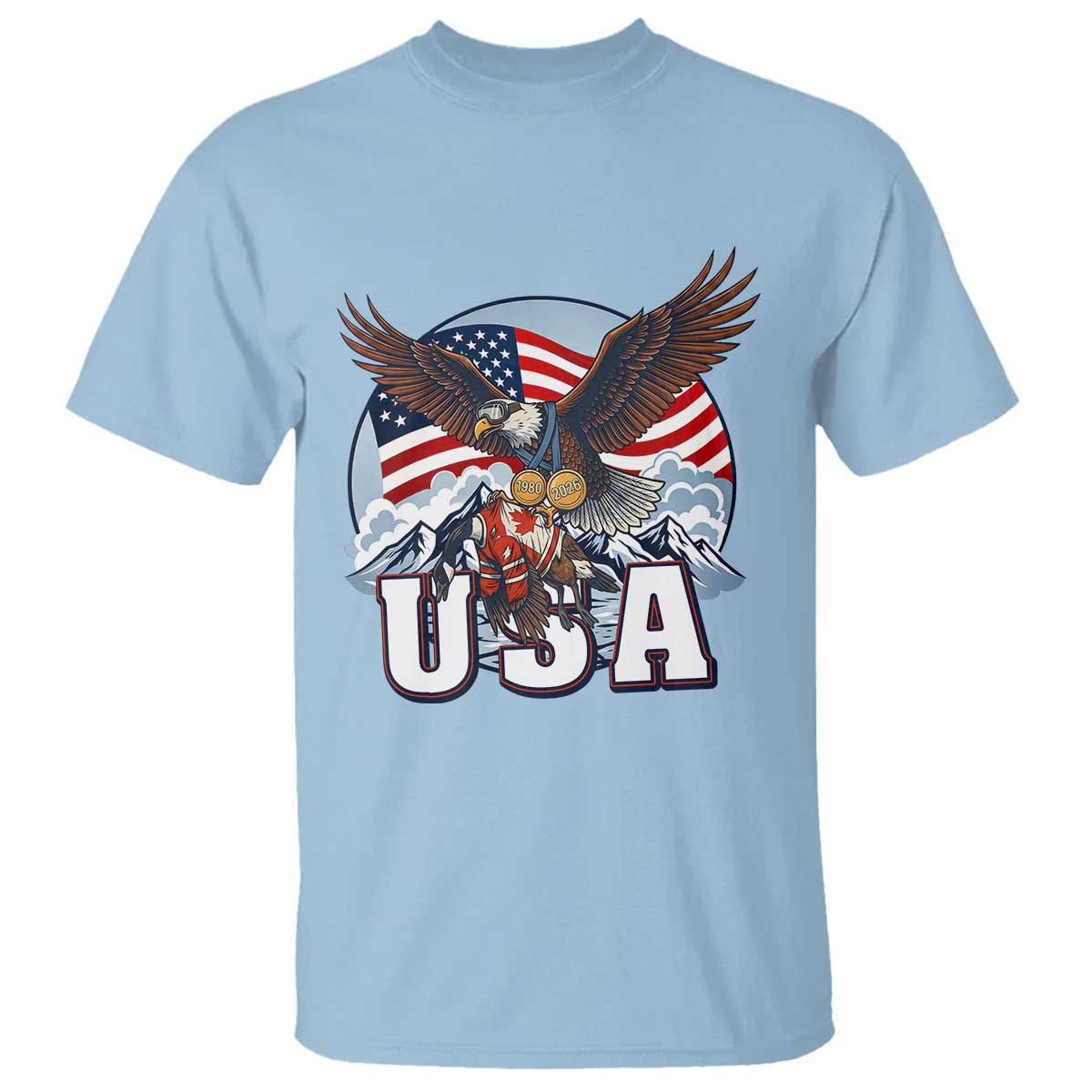 USA 1980 2026 American Eagle vs Canada Loon T Shirt Vintage Champs Retro Game Day Hockey Sports Fan TS02 Light Blue Print Your Wear