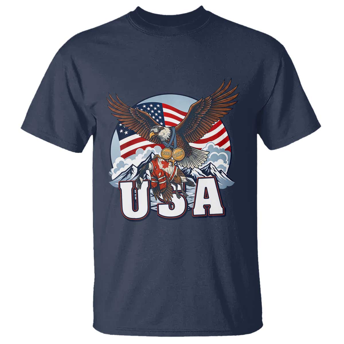 USA 1980 2026 American Eagle vs Canada Loon T Shirt Vintage Champs Retro Game Day Hockey Sports Fan TS02 Navy Print Your Wear