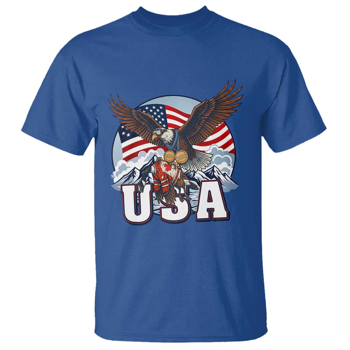 USA 1980 2026 American Eagle vs Canada Loon T Shirt Vintage Champs Retro Game Day Hockey Sports Fan TS02 Royal Blue Print Your Wear