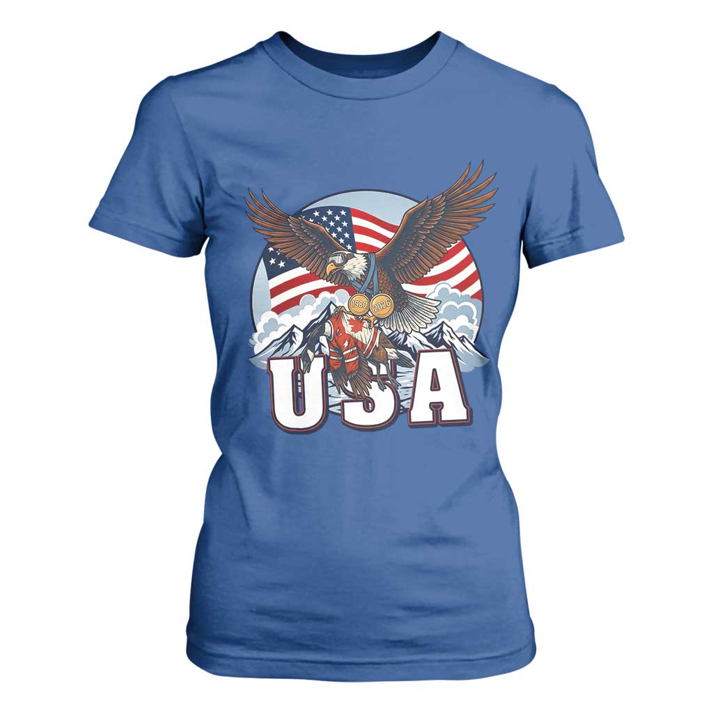 USA 1980 2026 American Eagle vs Canada Loon T Shirt For Women Vintage Champs Retro Game Day Hockey Sports Fan TS02 Royal Blue Print Your Wear