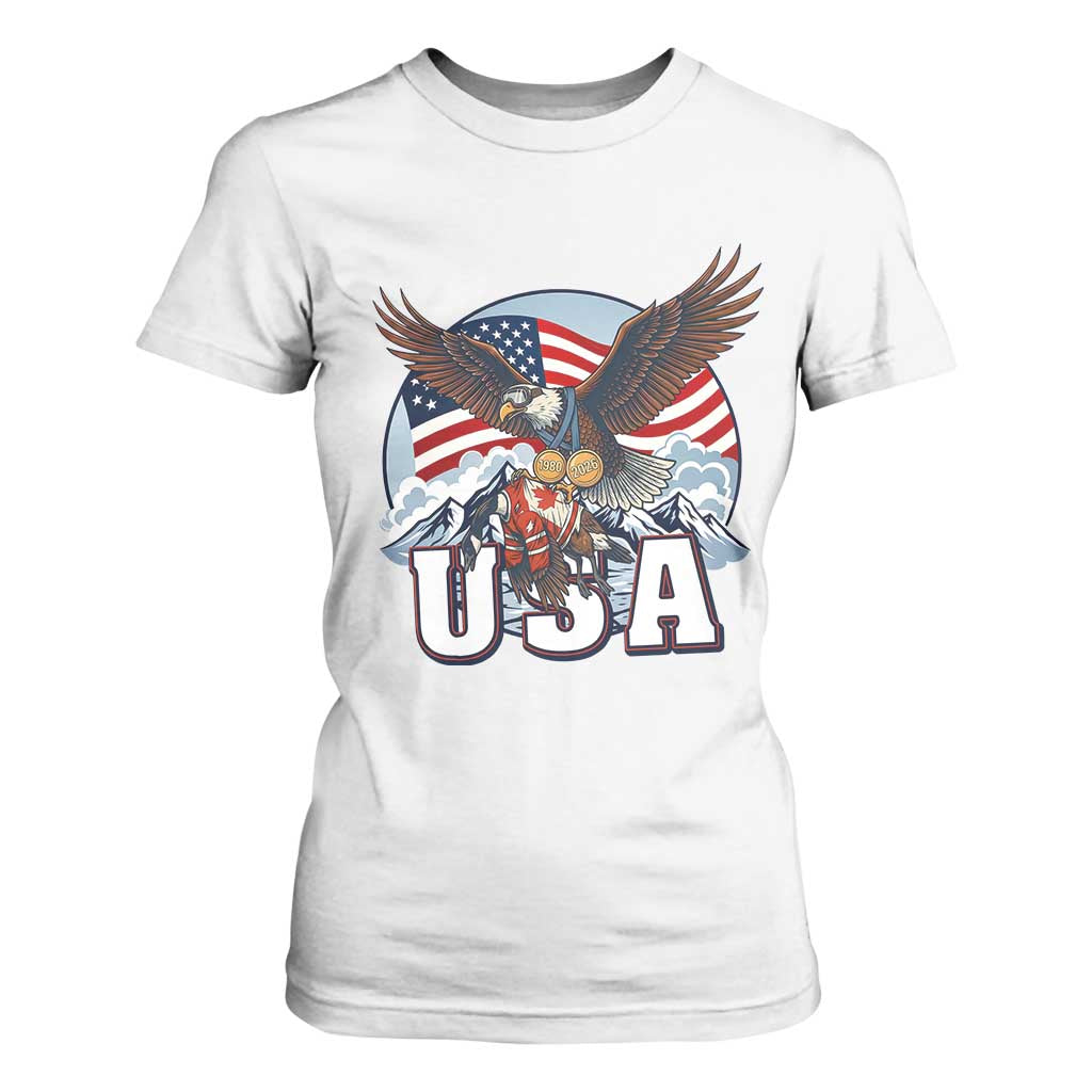 USA 1980 2026 American Eagle vs Canada Loon T Shirt For Women Vintage Champs Retro Game Day Hockey Sports Fan TS02 White Print Your Wear
