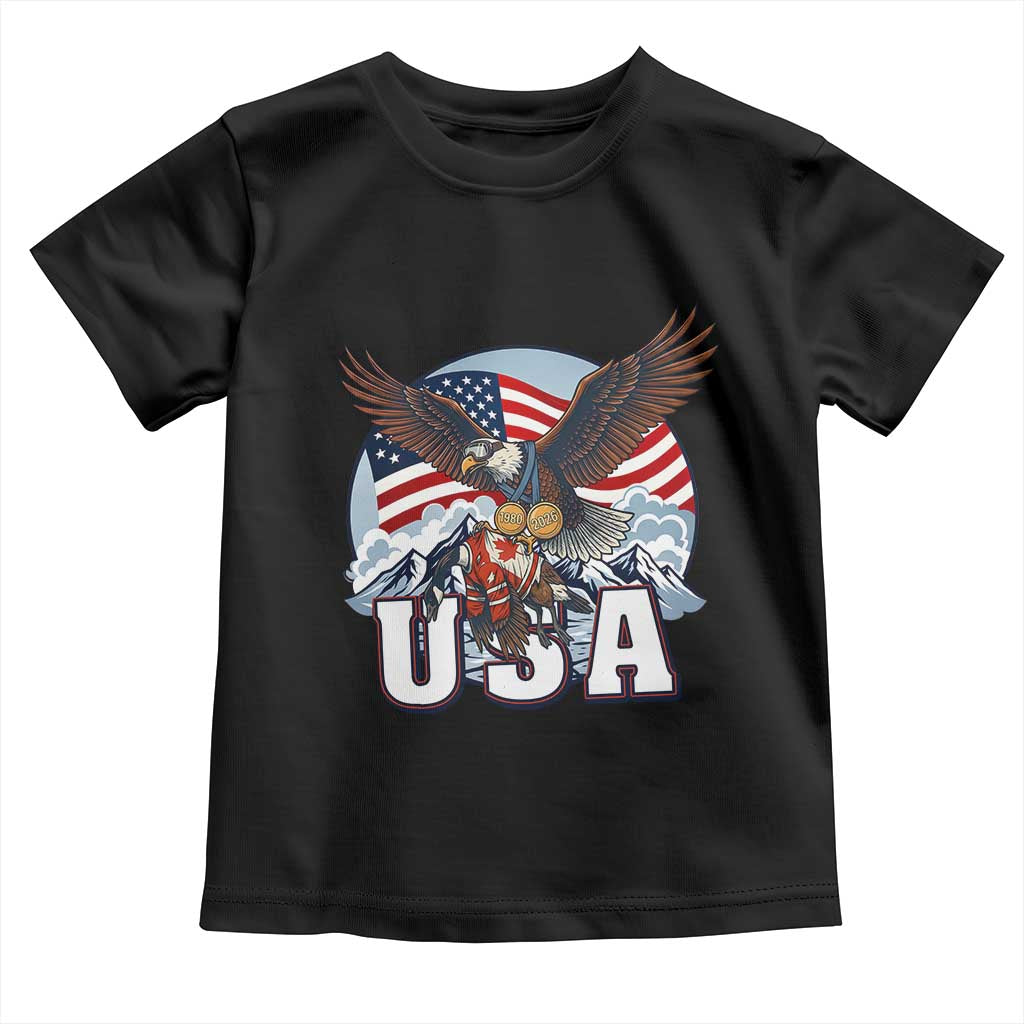 USA 1980 2026 American Eagle vs Canada Loon Toddler T Shirt Vintage Champs Retro Game Day Hockey Sports Fan TS02 Black Print Your Wear