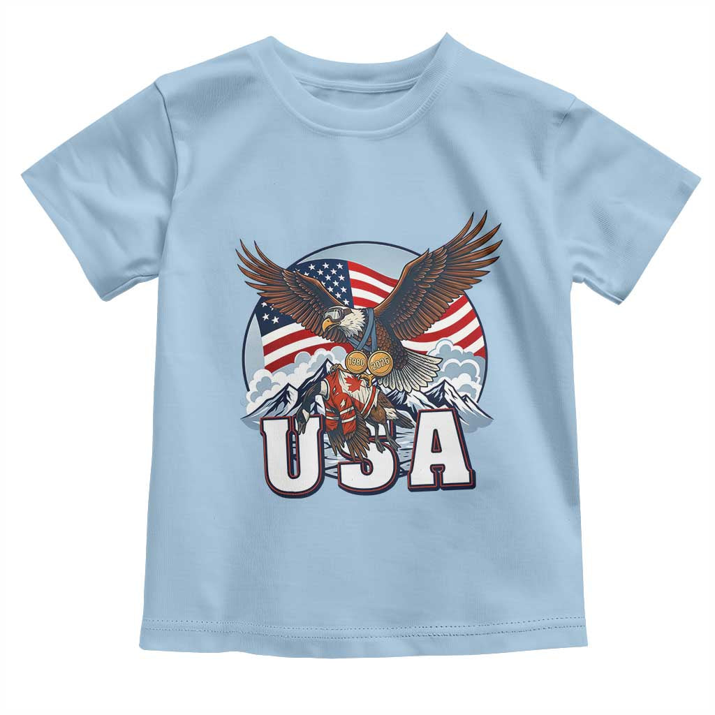 USA 1980 2026 American Eagle vs Canada Loon Toddler T Shirt Vintage Champs Retro Game Day Hockey Sports Fan TS02 Light Blue Print Your Wear