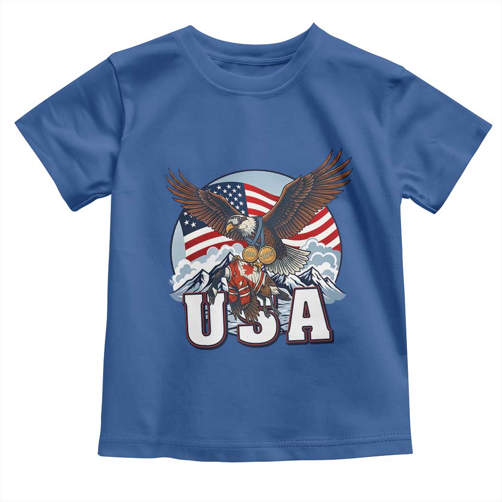 USA 1980 2026 American Eagle vs Canada Loon Toddler T Shirt Vintage Champs Retro Game Day Hockey Sports Fan TS02 Royal Blue Print Your Wear