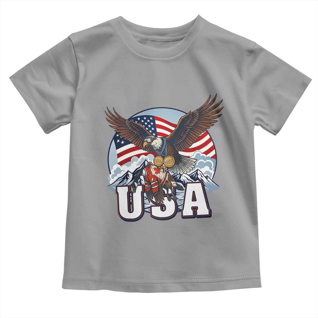 USA 1980 2026 American Eagle vs Canada Loon Toddler T Shirt Vintage Champs Retro Game Day Hockey Sports Fan TS02 Sport Gray Print Your Wear
