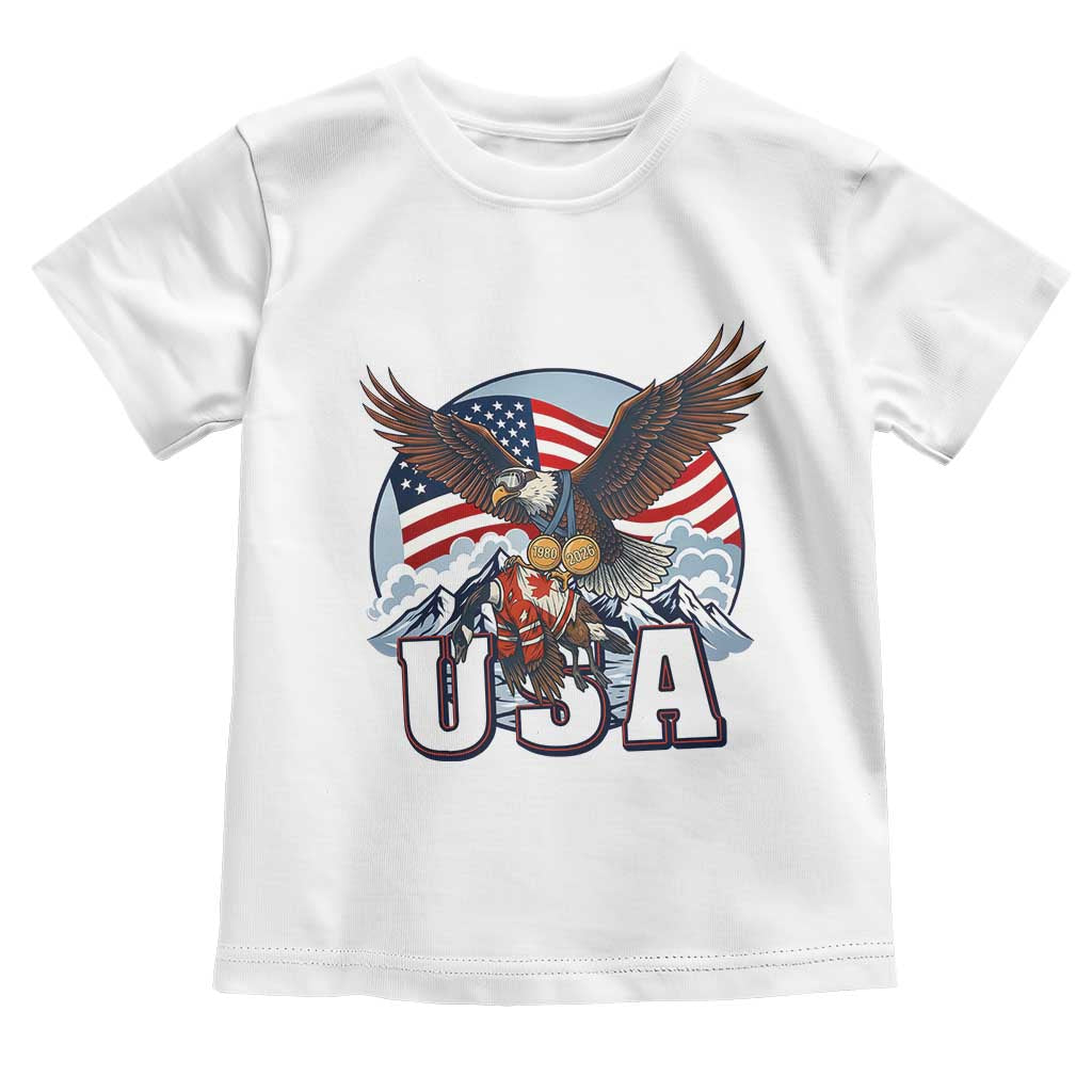 USA 1980 2026 American Eagle vs Canada Loon Toddler T Shirt Vintage Champs Retro Game Day Hockey Sports Fan TS02 White Print Your Wear