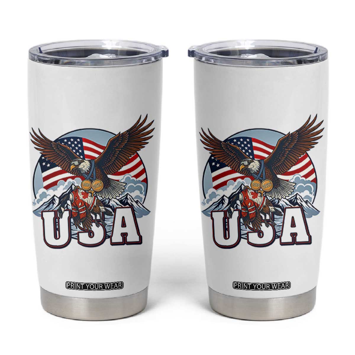 USA 1980 2026 American Eagle vs Canada Loon Tumbler Cup Vintage Champs Retro Game Day Hockey Sports Fan TS02 White Print Your Wear