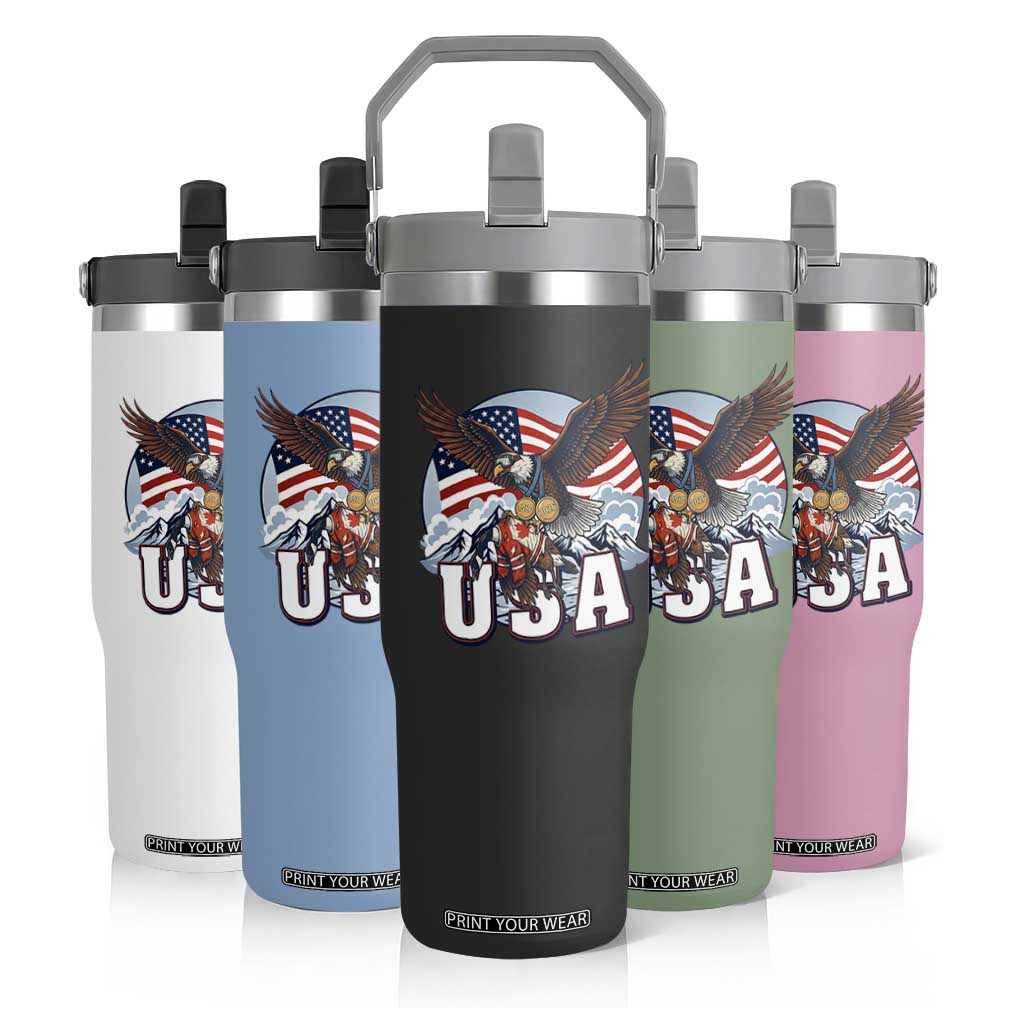 USA 1980 2026 American Eagle vs Canada Loon Flip Straw Tumbler Vintage Champs Retro Game Day Hockey Sports Fan TS02 Print Your Wear