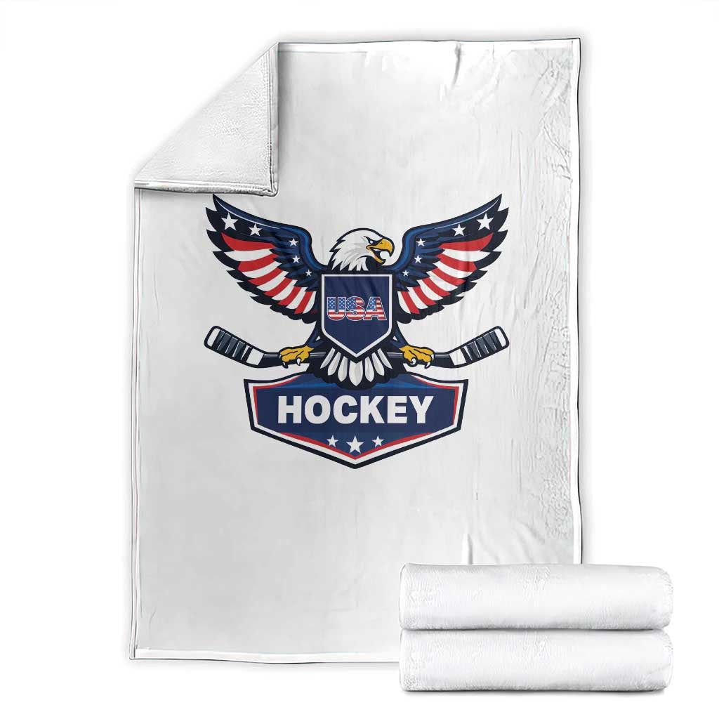Screaming American Eagle Hockey Pride Graphic Throw Blanket Proud USA Ice Sticks Sports Fan TS02 White Print Your Wear