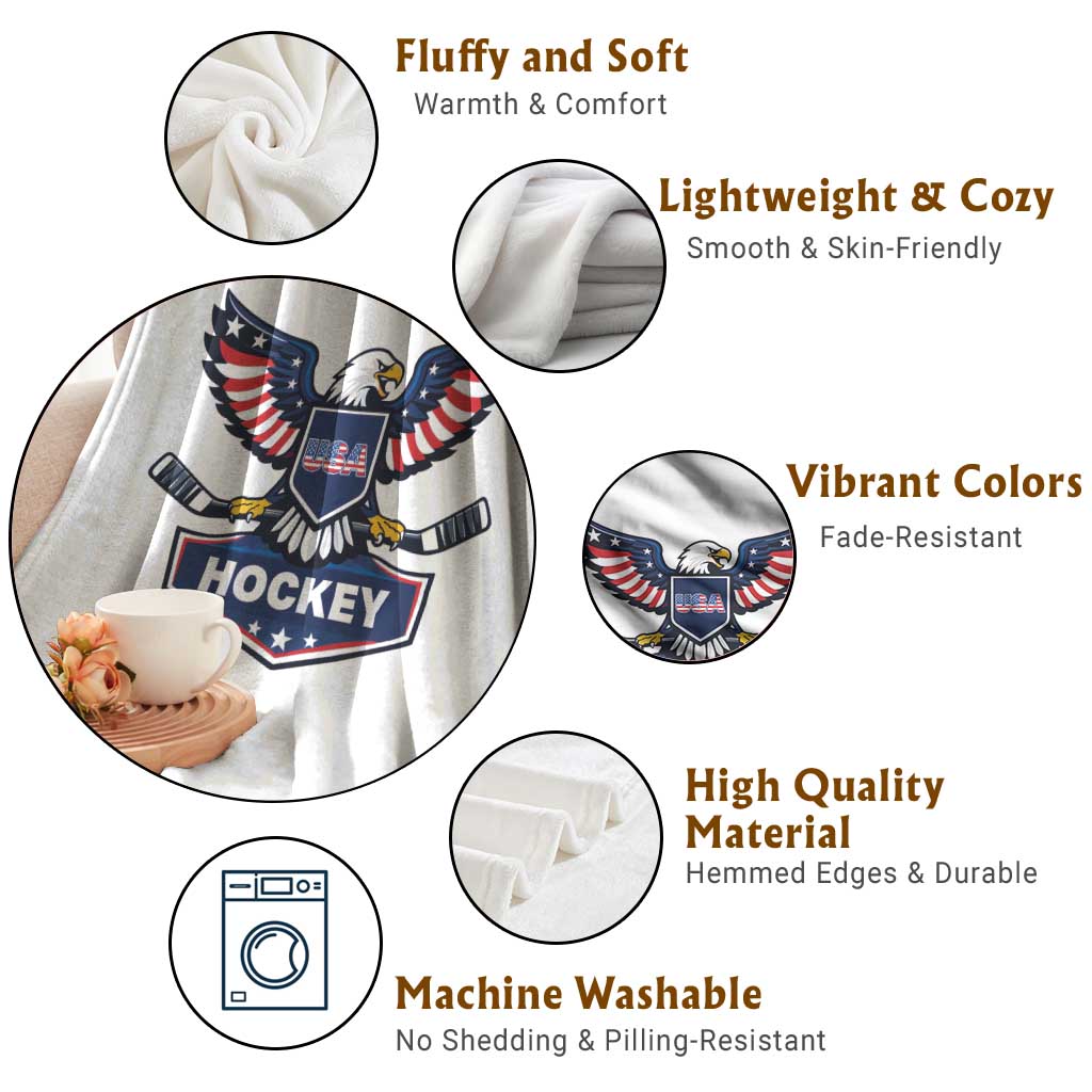 Screaming American Eagle Hockey Pride Graphic Throw Blanket Proud USA Ice Sticks Sports Fan TS02 Print Your Wear
