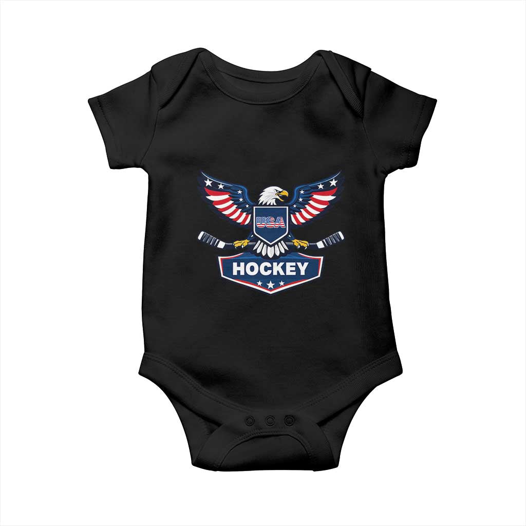 Screaming American Eagle Hockey Pride Graphic Baby Onesie Proud USA Ice Sticks Sports Fan TS02 Black Print Your Wear