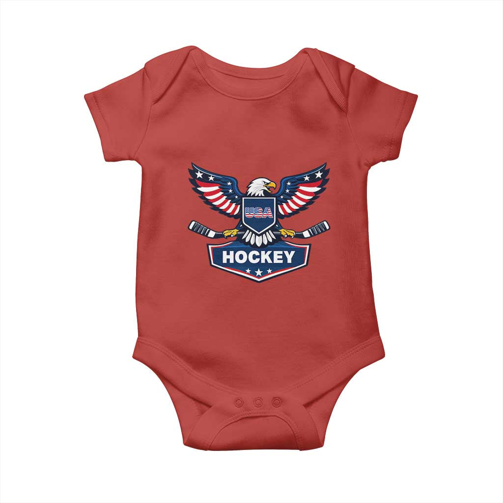 Screaming American Eagle Hockey Pride Graphic Baby Onesie Proud USA Ice Sticks Sports Fan TS02 Red Print Your Wear