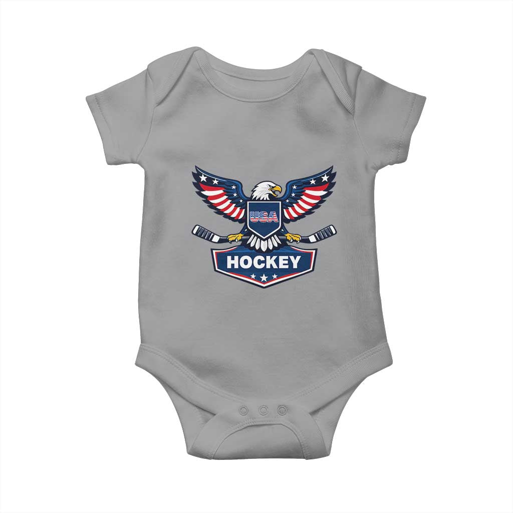 Screaming American Eagle Hockey Pride Graphic Baby Onesie Proud USA Ice Sticks Sports Fan TS02 Sport Gray Print Your Wear
