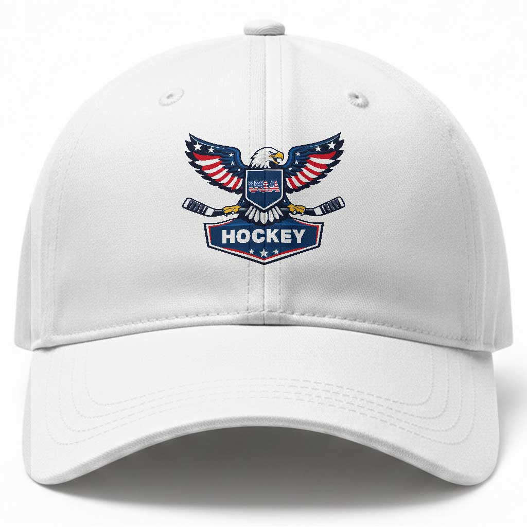 Screaming American Eagle Hockey Pride Graphic Baseball Cap Proud USA Ice Sticks Sports Fan TS02 Print Your Wear