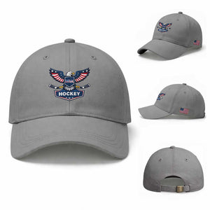 Screaming American Eagle Hockey Pride Graphic Baseball Cap Proud USA Ice Sticks Sports Fan TS02 Baseball Cap Universal Fit Sport Gray Print Your Wear