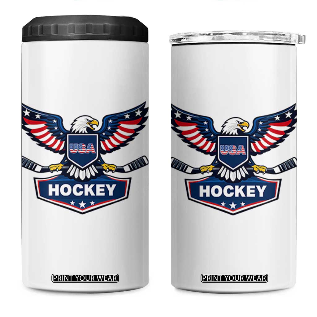 Screaming American Eagle Hockey Pride Graphic 4 in 1 Can Cooler Tumbler Proud USA Ice Sticks Sports Fan TS02 One Size: 16 oz White Print Your Wear