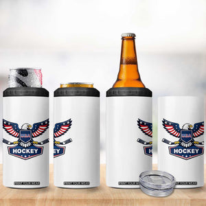 Screaming American Eagle Hockey Pride Graphic 4 in 1 Can Cooler Tumbler Proud USA Ice Sticks Sports Fan TS02 Print Your Wear