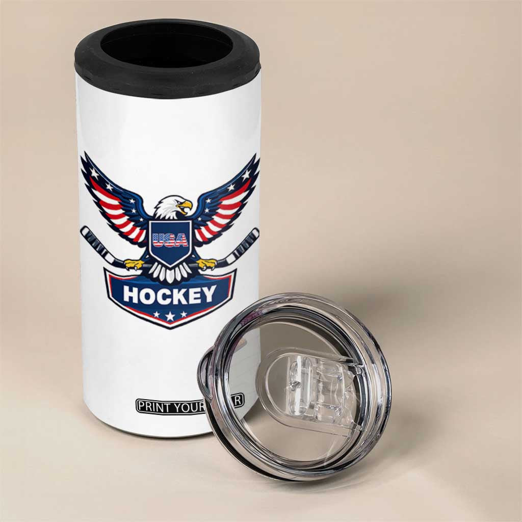 Screaming American Eagle Hockey Pride Graphic 4 in 1 Can Cooler Tumbler Proud USA Ice Sticks Sports Fan TS02 Print Your Wear