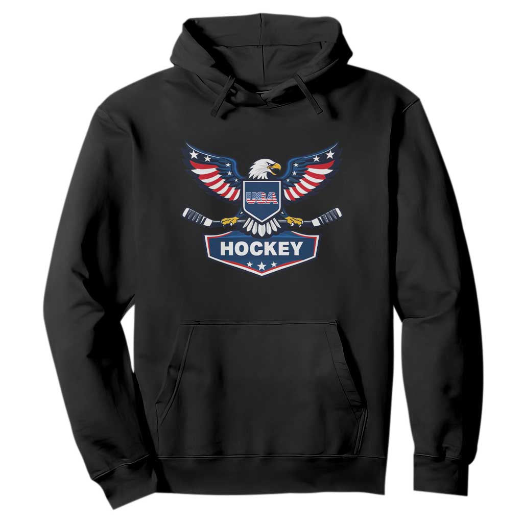 Screaming American Eagle Hockey Pride Graphic Hoodie Proud USA Ice Sticks Sports Fan TS02 Black Print Your Wear