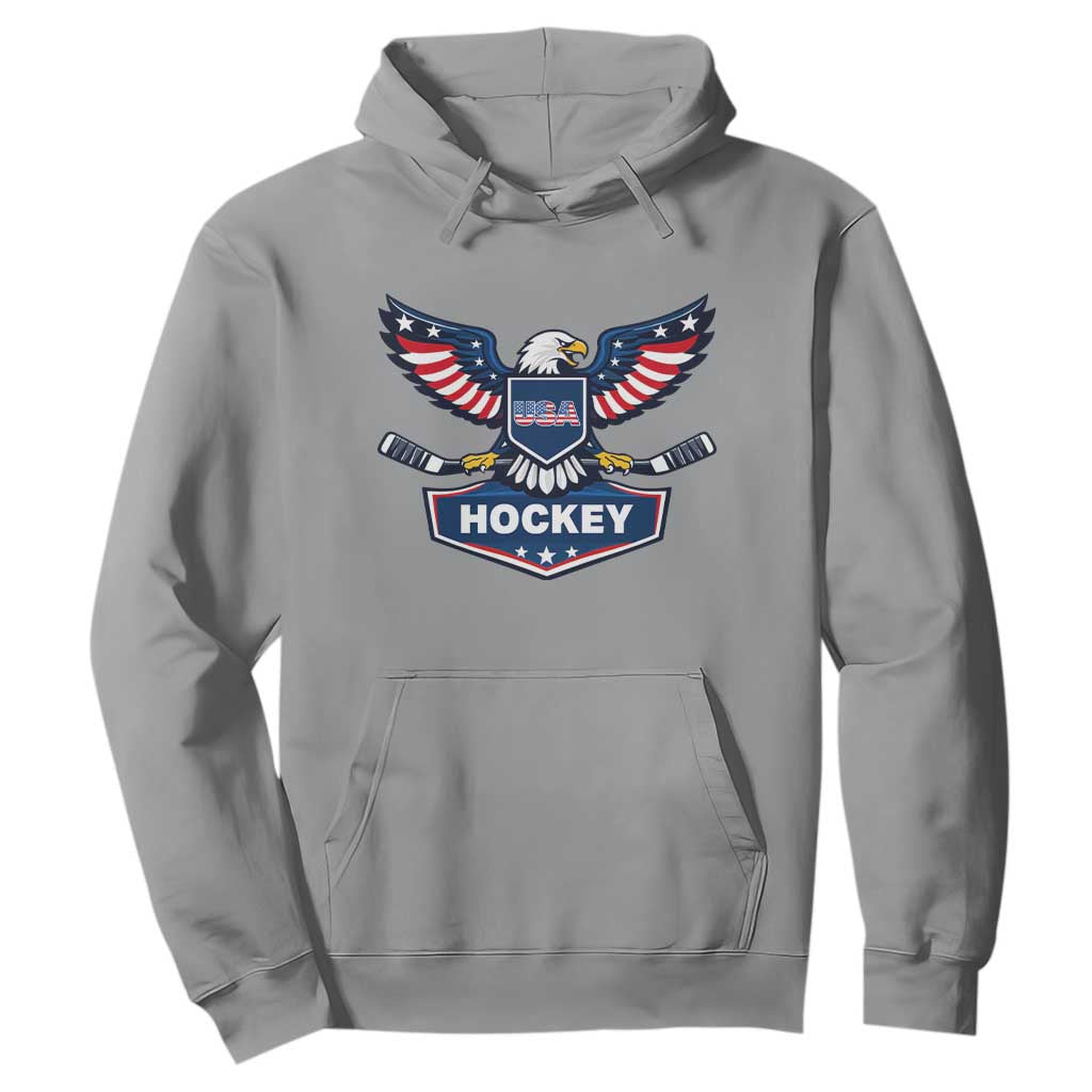 Screaming American Eagle Hockey Pride Graphic Hoodie Proud USA Ice Sticks Sports Fan TS02 Sport Gray Print Your Wear