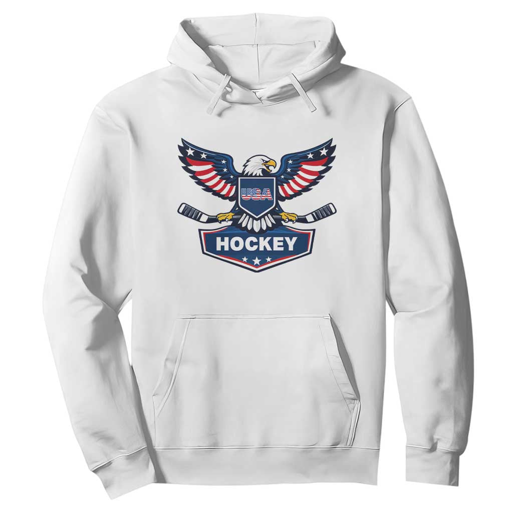 Screaming American Eagle Hockey Pride Graphic Hoodie Proud USA Ice Sticks Sports Fan TS02 White Print Your Wear
