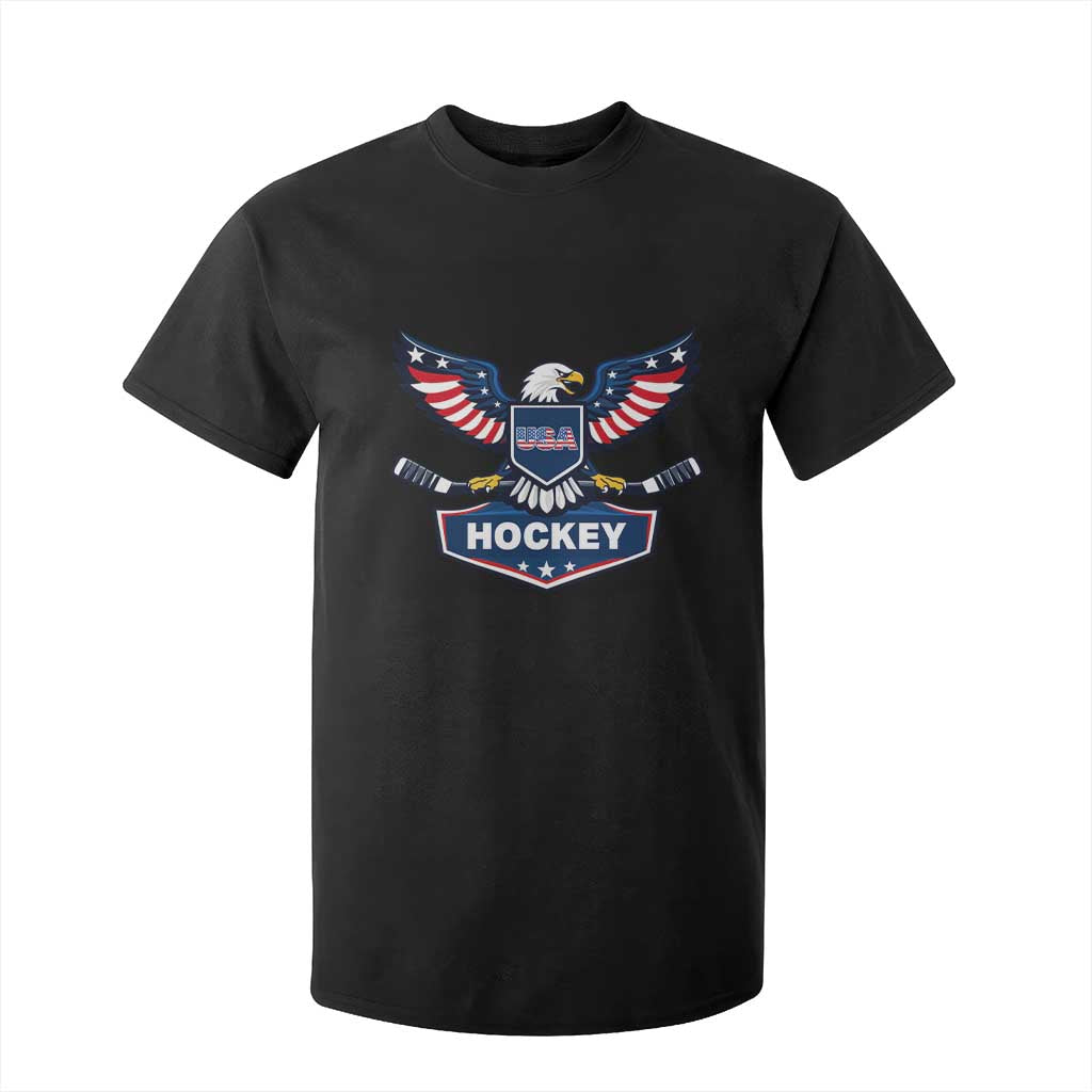 Screaming American Eagle Hockey Pride Graphic T Shirt For Kid Proud USA Ice Sticks Sports Fan TS02 Black Print Your Wear