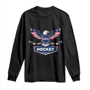 Screaming American Eagle Hockey Pride Graphic Long Sleeve Shirt Proud USA Ice Sticks Sports Fan TS02 Black Print Your Wear