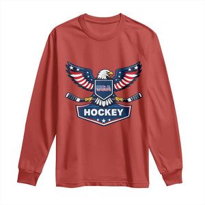 Screaming American Eagle Hockey Pride Graphic Long Sleeve Shirt Proud USA Ice Sticks Sports Fan TS02 Red Print Your Wear