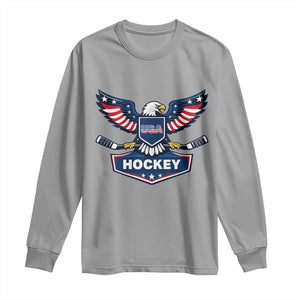 Screaming American Eagle Hockey Pride Graphic Long Sleeve Shirt Proud USA Ice Sticks Sports Fan TS02 Sport Gray Print Your Wear