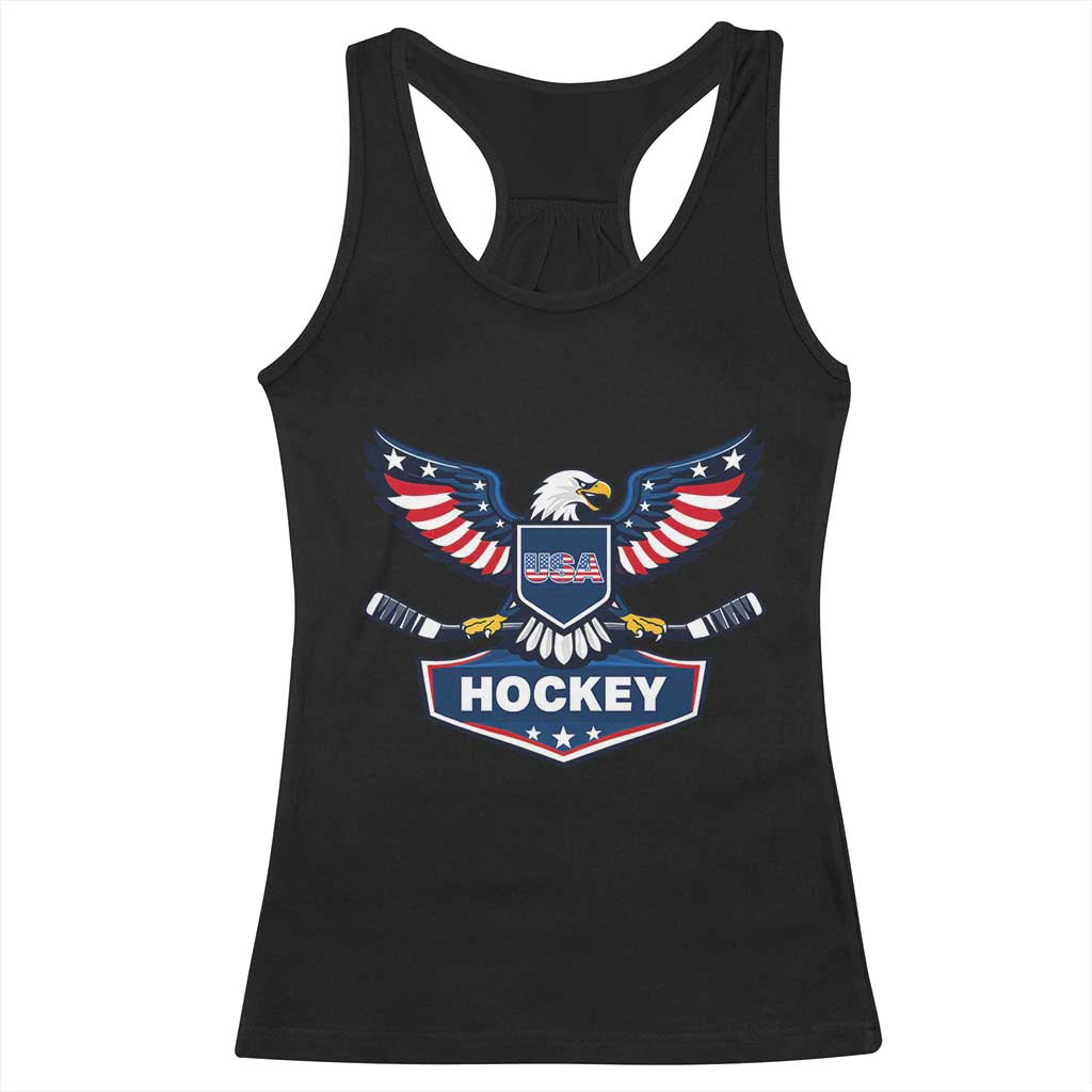 Screaming American Eagle Hockey Pride Graphic Racerback Tank Top Proud USA Ice Sticks Sports Fan TS02 Black Print Your Wear