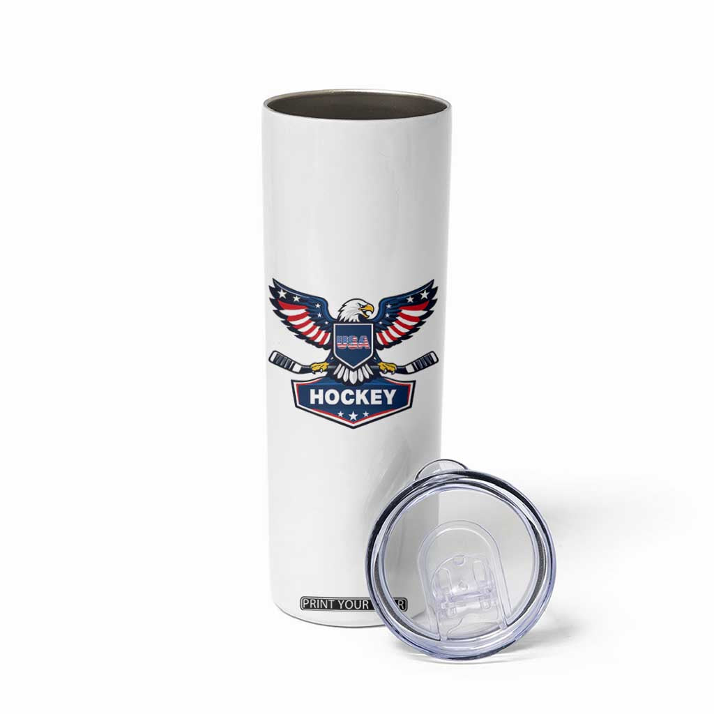 Screaming American Eagle Hockey Pride Graphic Skinny Tumbler Proud USA Ice Sticks Sports Fan TS02 Print Your Wear